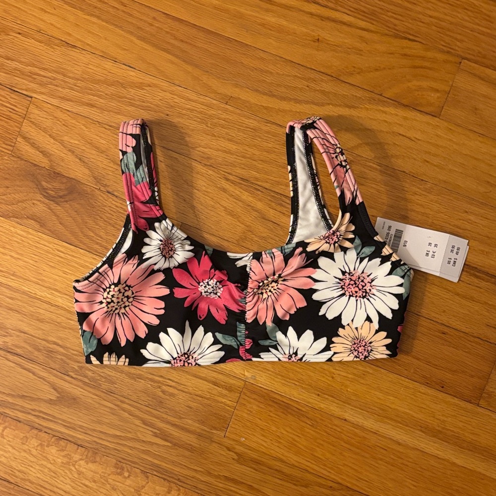 Abercrombie Kids Floral Bikini Top - Black, Pink, White